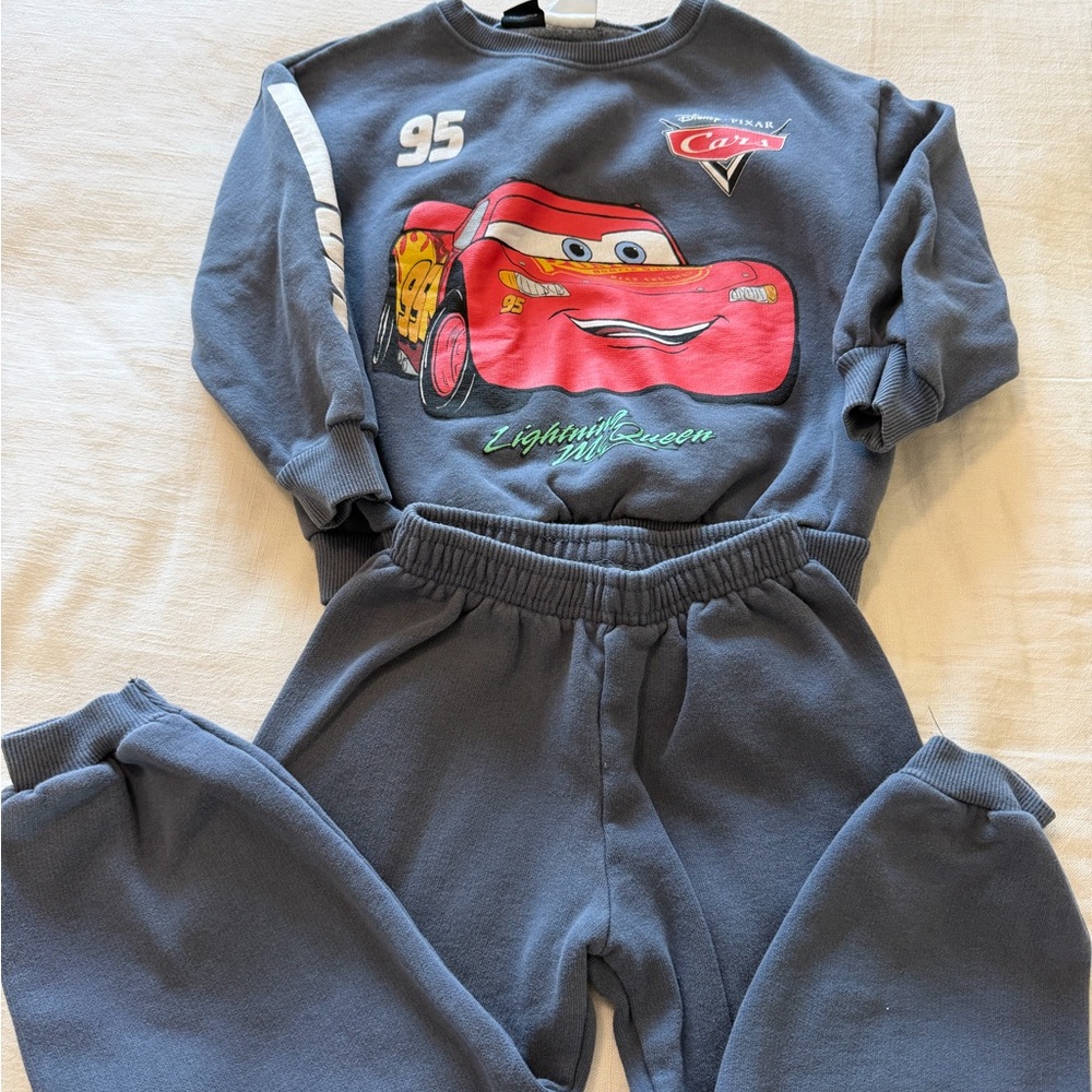 Zara Kids Navy Sweatshirt & Joggers Set with Lightning McQueen and paw patrol